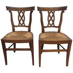 Vintage Two Rush Woven Seat Side Chairs