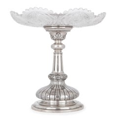 Two Russian Cut Glass and Silver Centrepiece Tazze