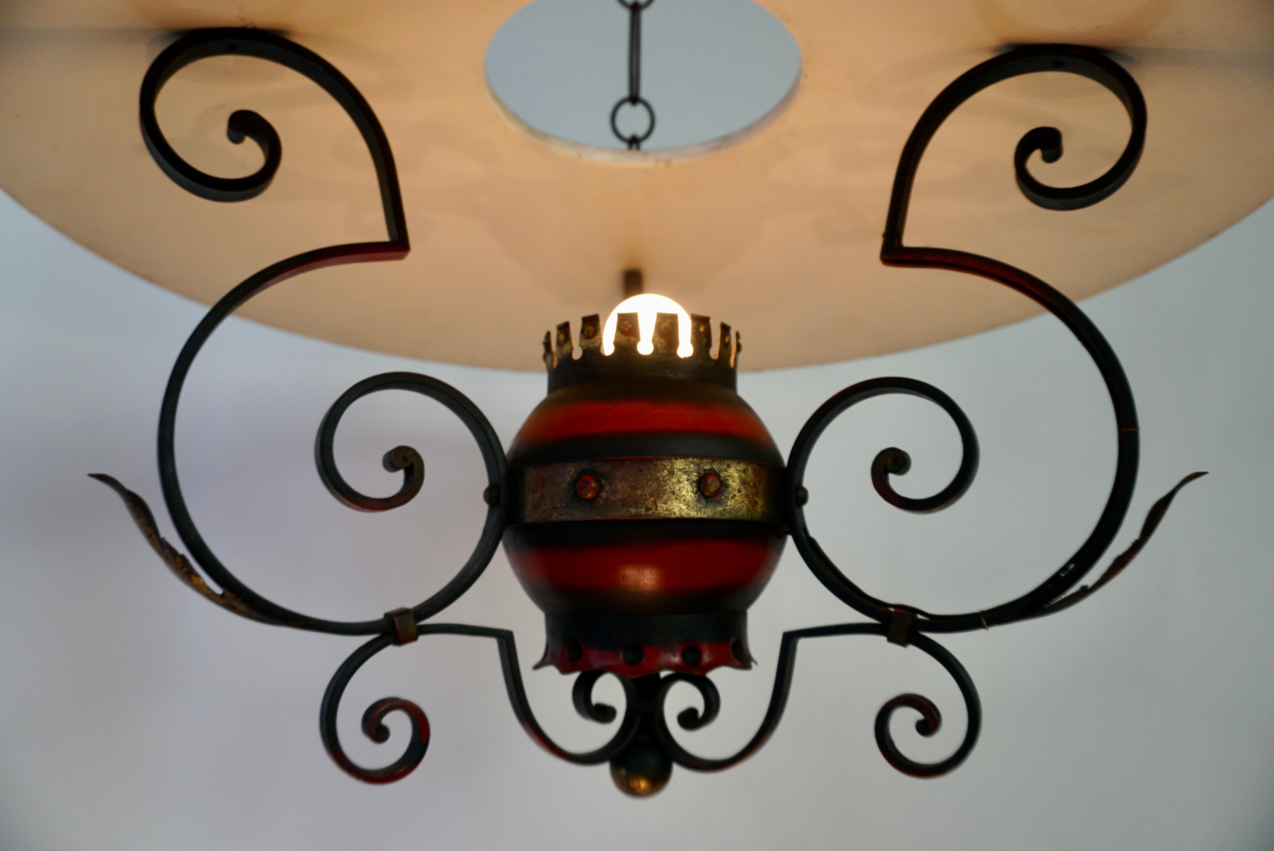 Two Rustic French Style Wrought Iron Chandelier For Sale 10