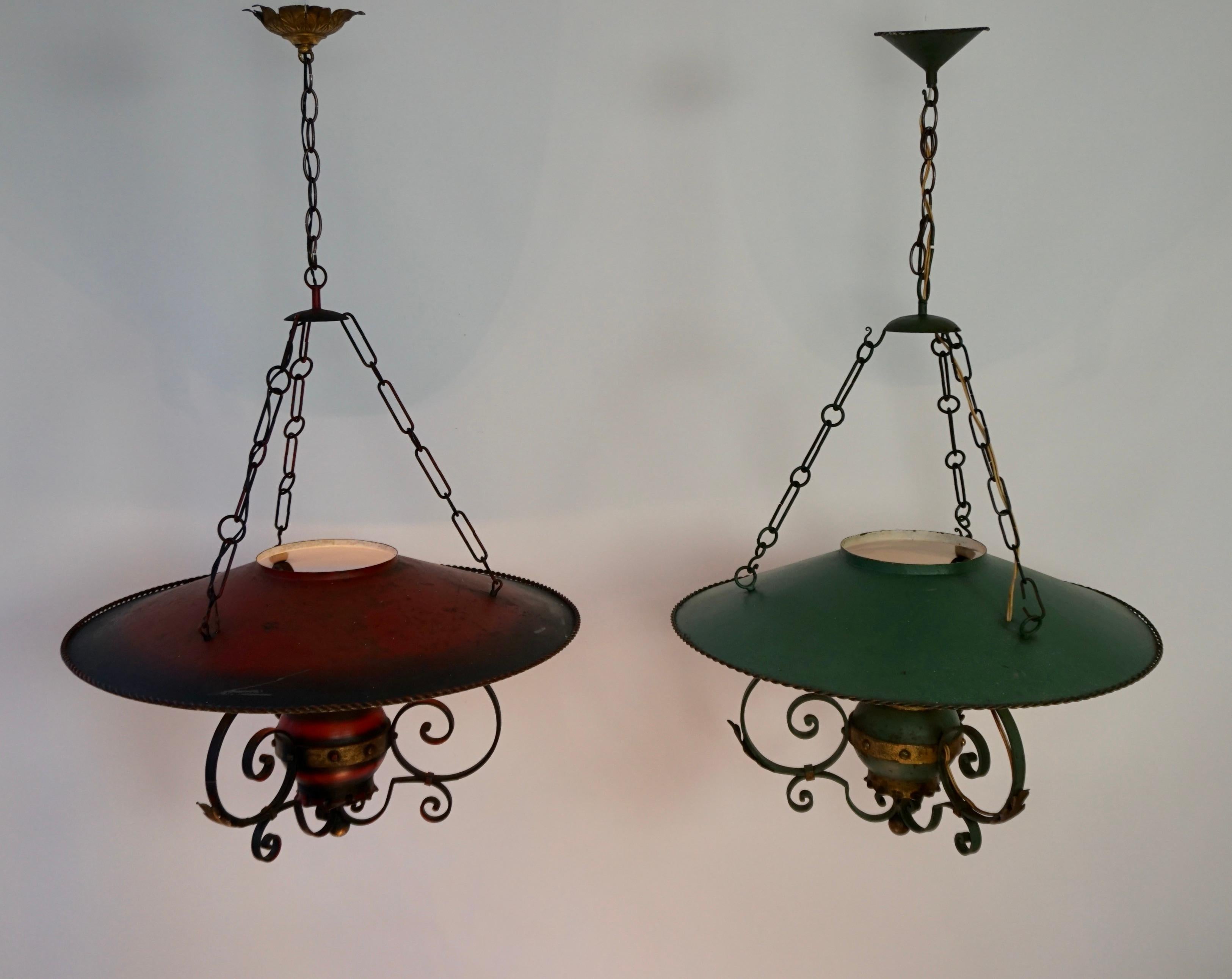 20th Century Two Rustic French Style Wrought Iron Chandelier For Sale