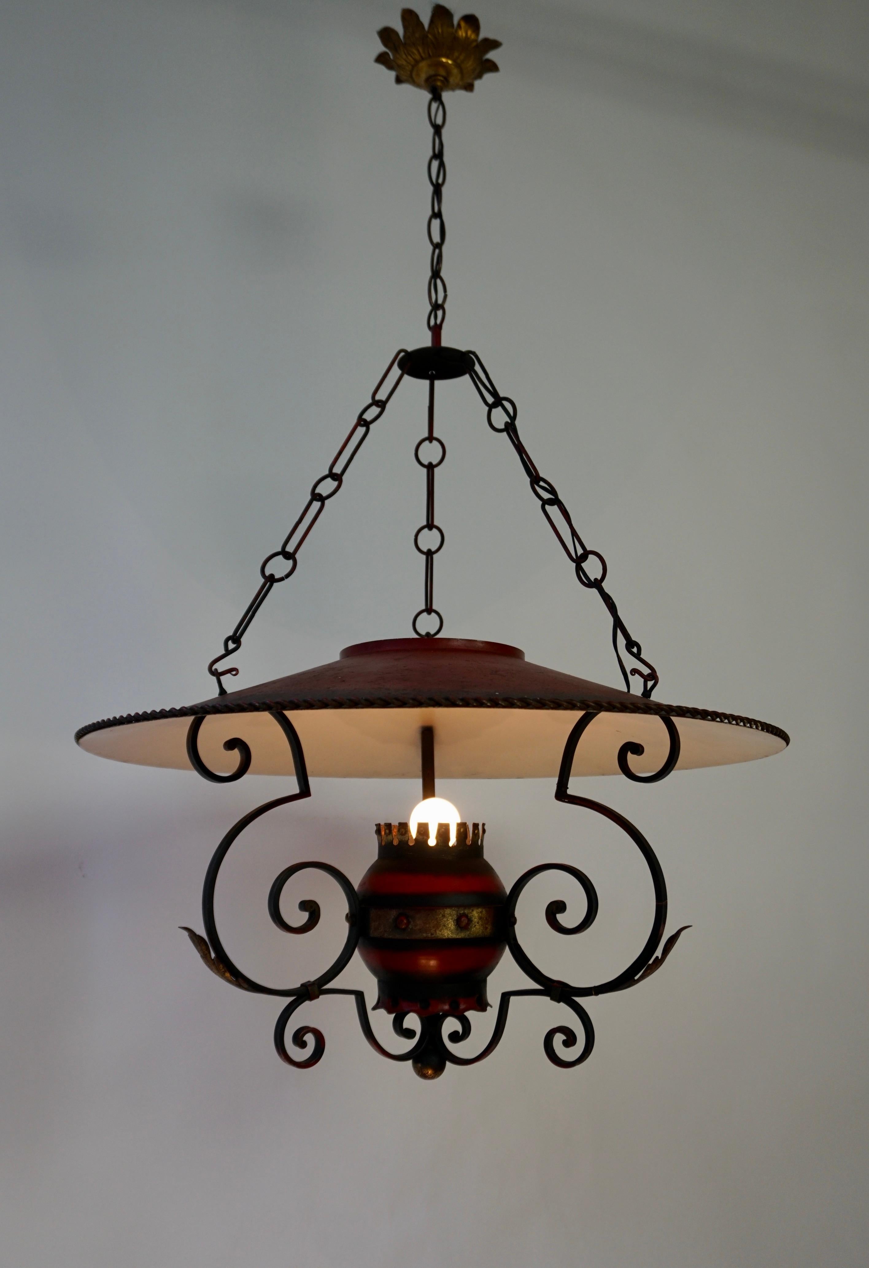 Two Rustic French Style Wrought Iron Chandelier For Sale 3