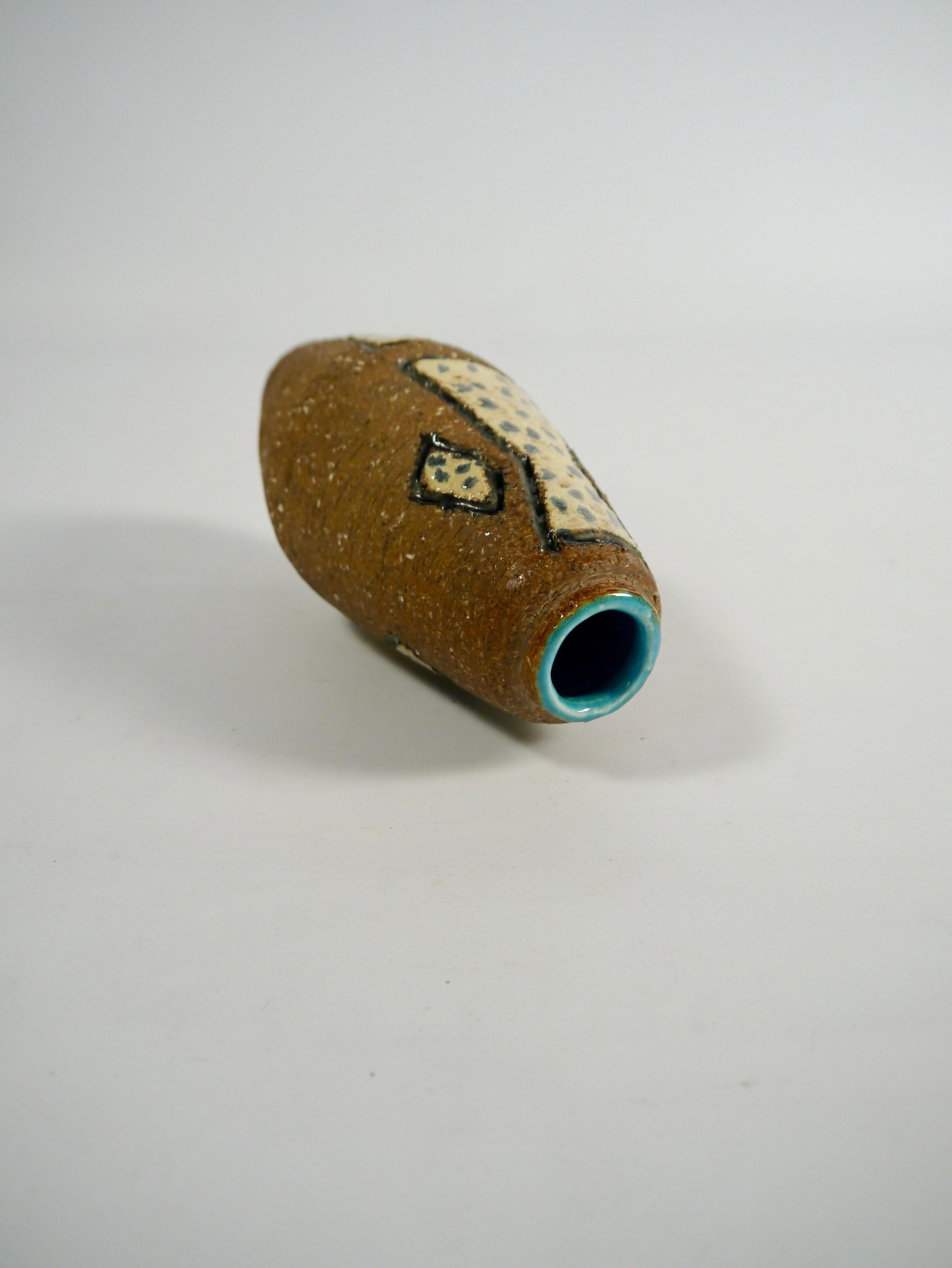 Deux vases rustiques en céramique de style indigène, Norvège, années 1960 Bon état - En vente à Barcelona, ES