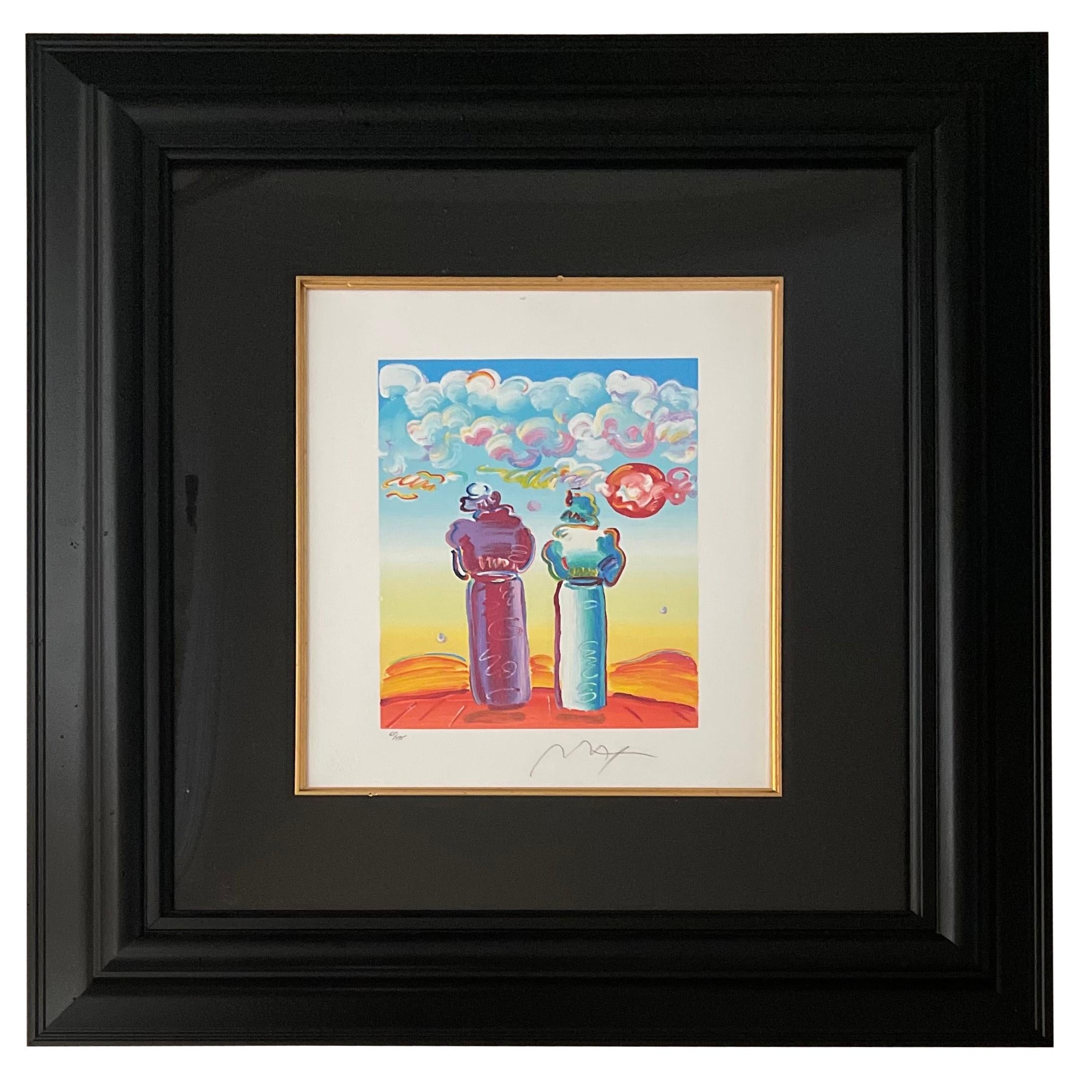 "Two Sages Looking at Sunrise" Serigraph by Peter Max For Sale