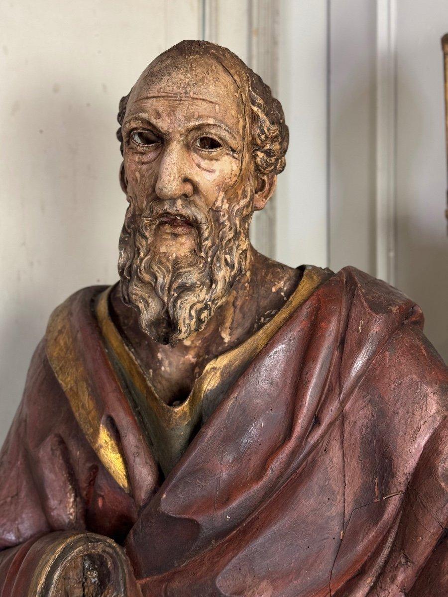 Due santi in legno policromo, Portogallo, XVII secolo, dimensioni umane in vendita 4