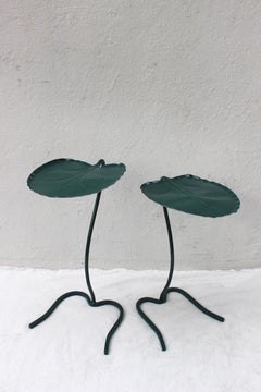Two Salterini Green Lily Pad Nesting Tables