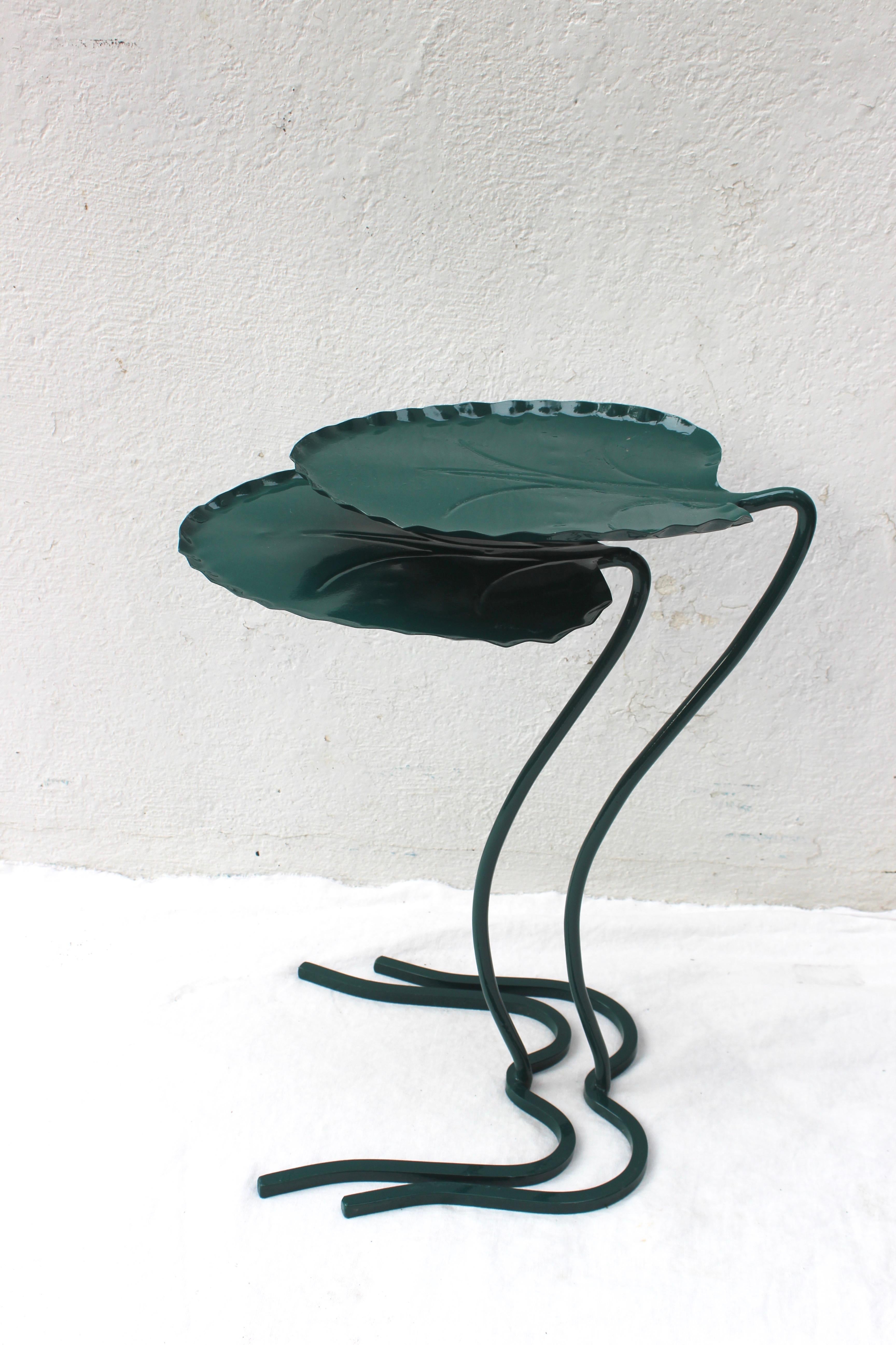 American Two Salterini Green Lily Pad Nesting Tables