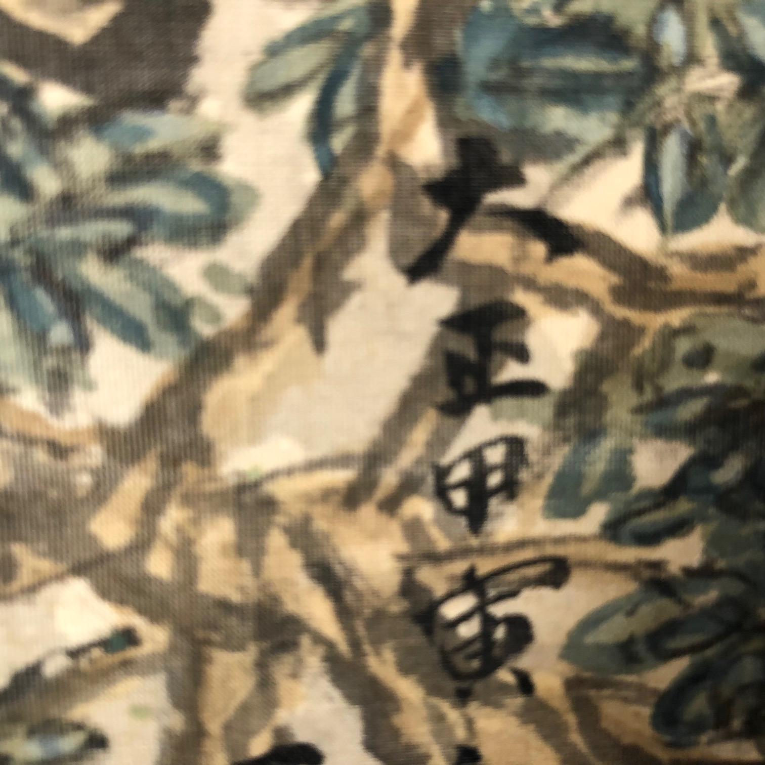 Two Samurai in Summer Japanese Antique Hand-Painted Silk Scroll, Taisho Period 10
