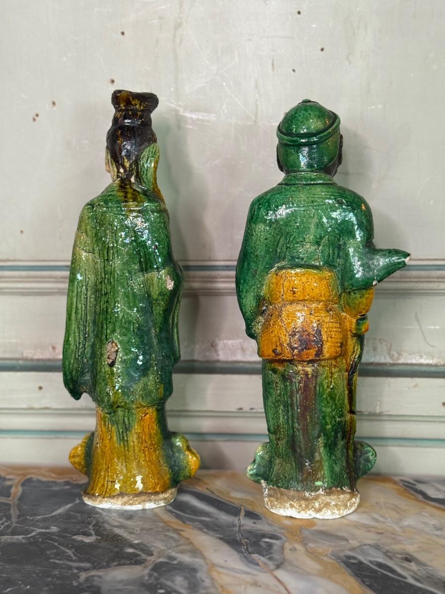 Two Sancai terracotta immortals, ridge tiles, China, Ming dynasty For Sale 4