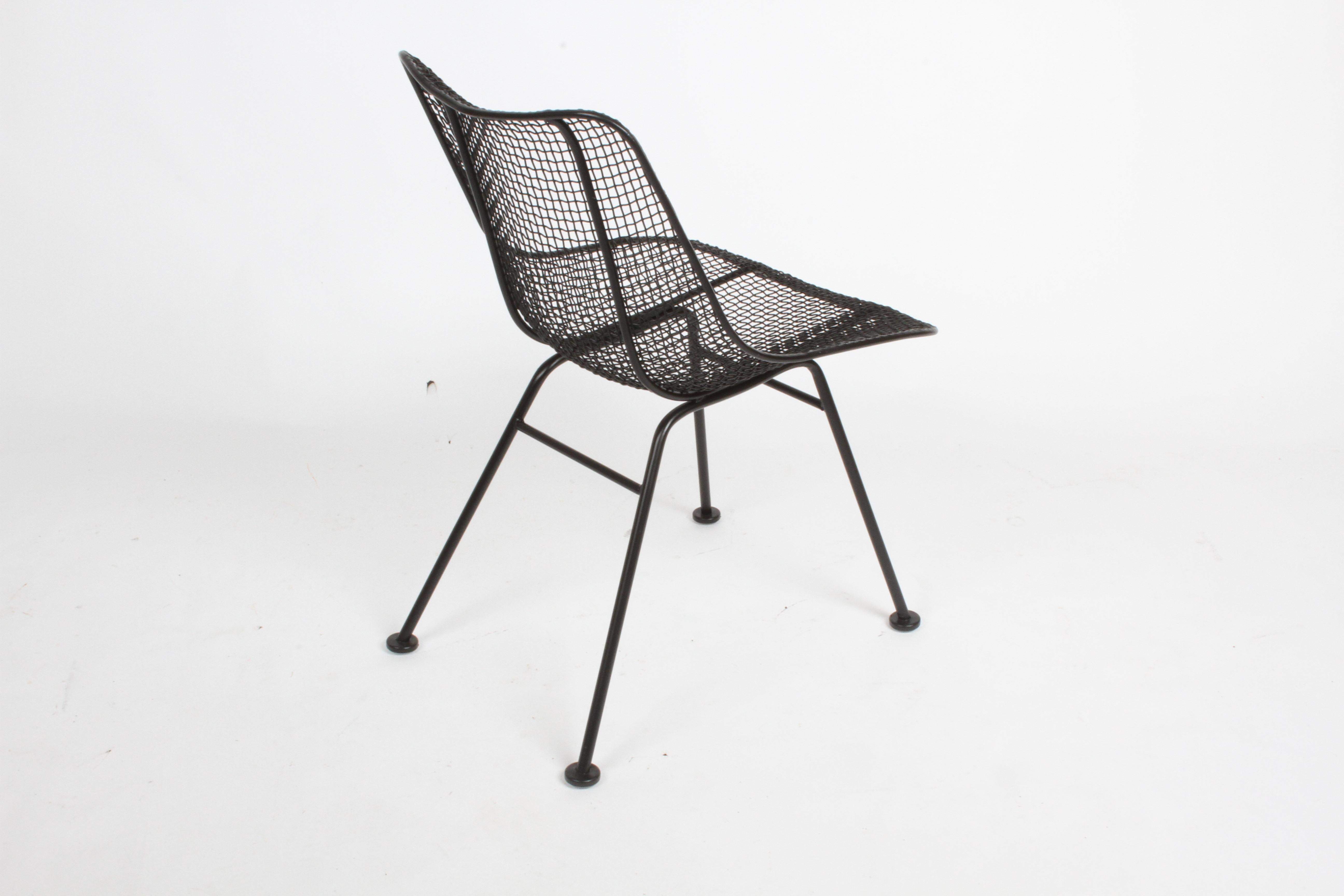 Satin Black Russell Woodard Sculptura Mesh Dining Side Chairs, Newly Restored  In Good Condition In St. Louis, MO