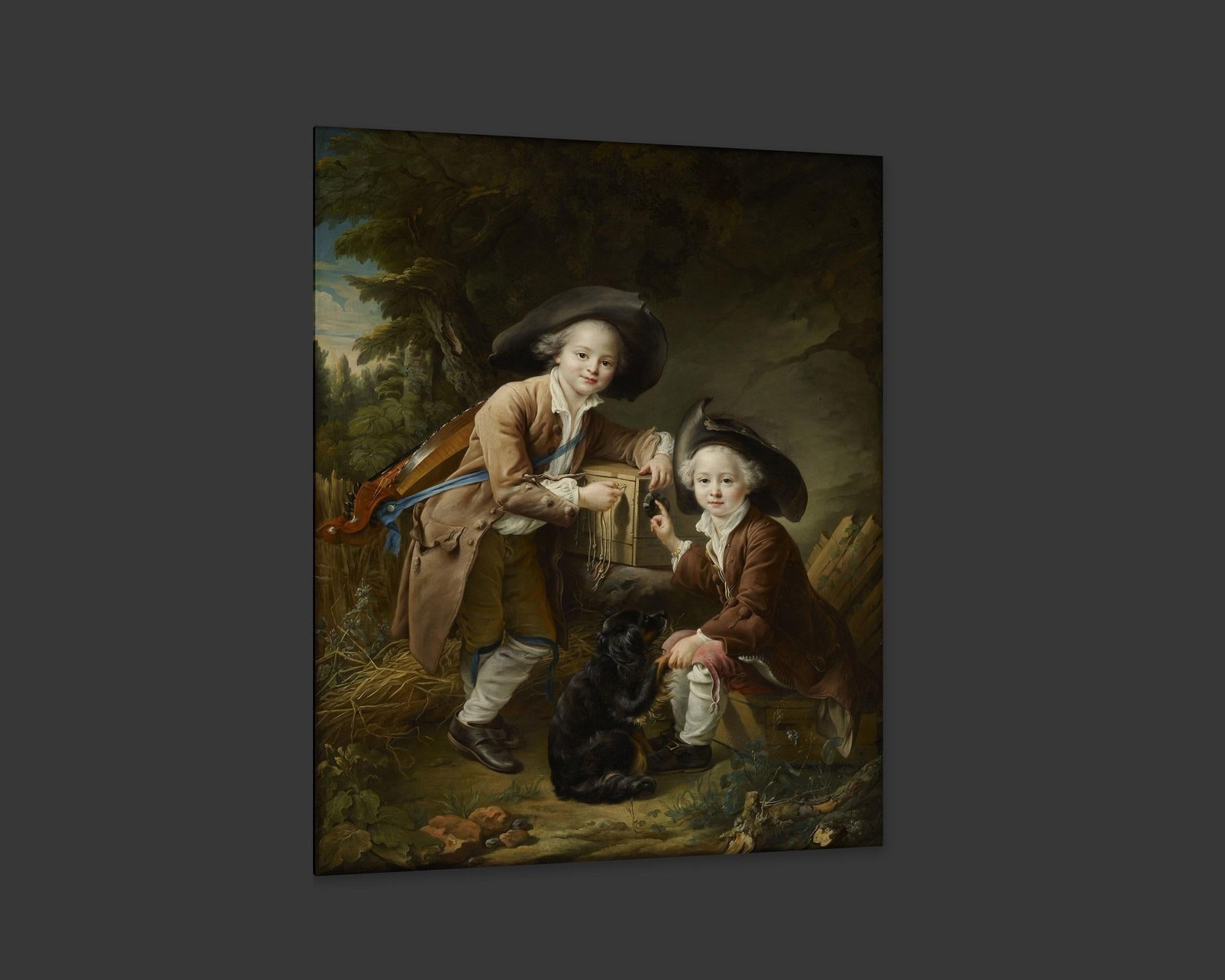 Two Savoyards, after Louis XIV Oil Painting by François-Hubert Drouais In New Condition For Sale In Fairhope, AL