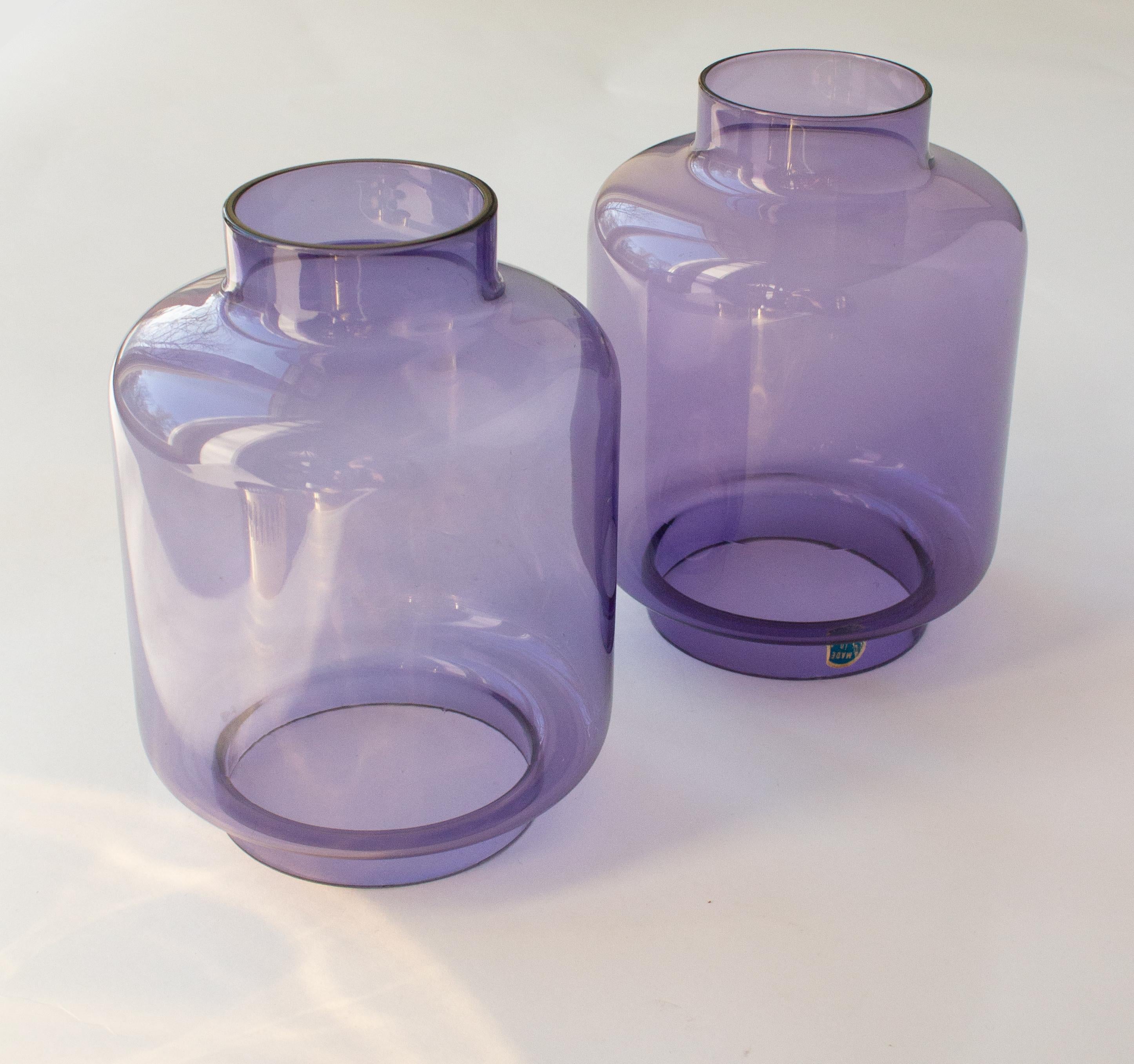 Mid-20th Century Two Scandianvian Modern Hans Agne Jakobsson Lilac Candle Hurricanes