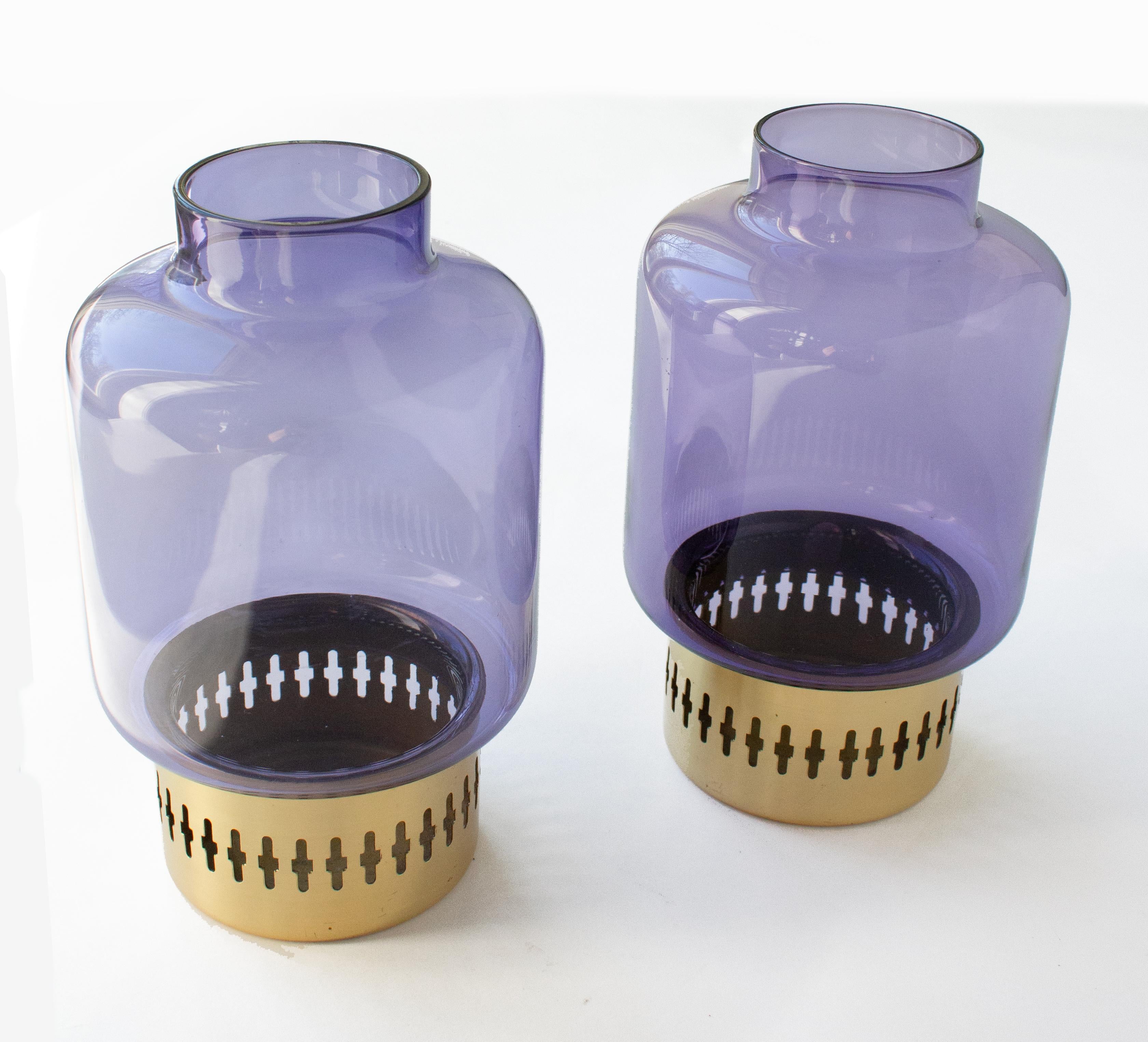 Two Scandianvian Modern Hans Agne Jakobsson Lilac Candle Hurricanes 2
