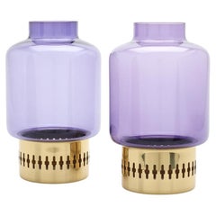 Two Scandianvian Modern Hans Agne Jakobsson Lilac Candle Hurricanes