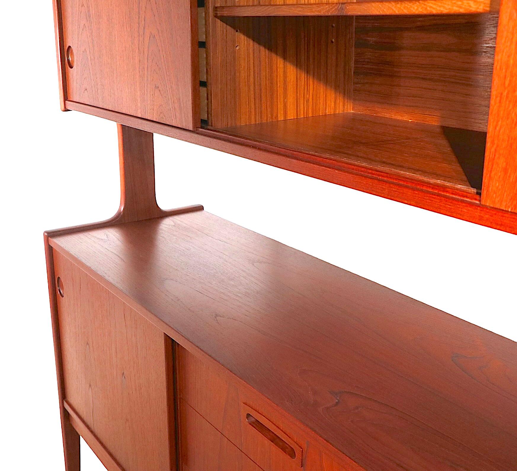 Two  Scandinavian Mid Century Modern Tier Teak Credenza Sideboard 4