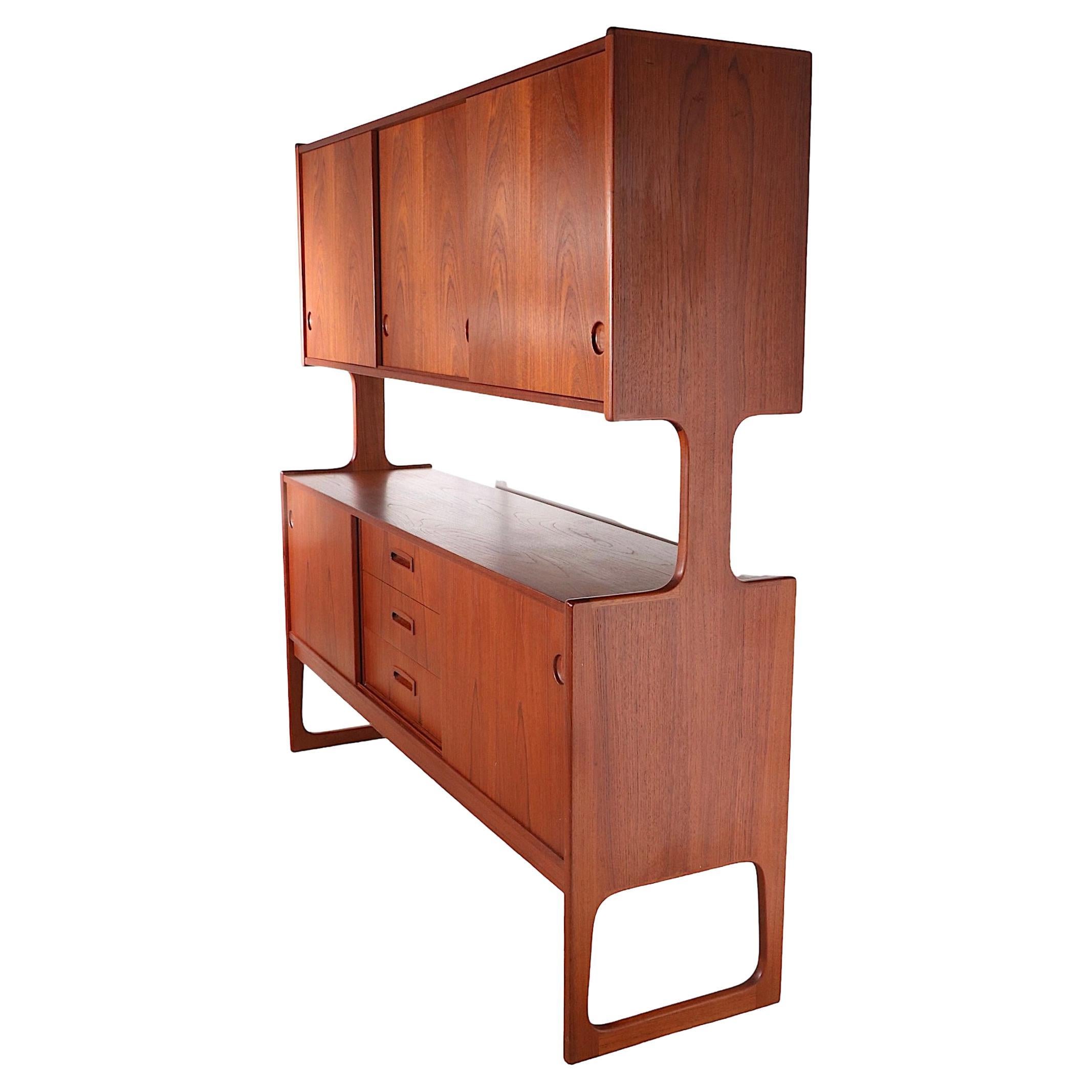 Two  Scandinavian Mid Century Modern Tier Teak Credenza Sideboard