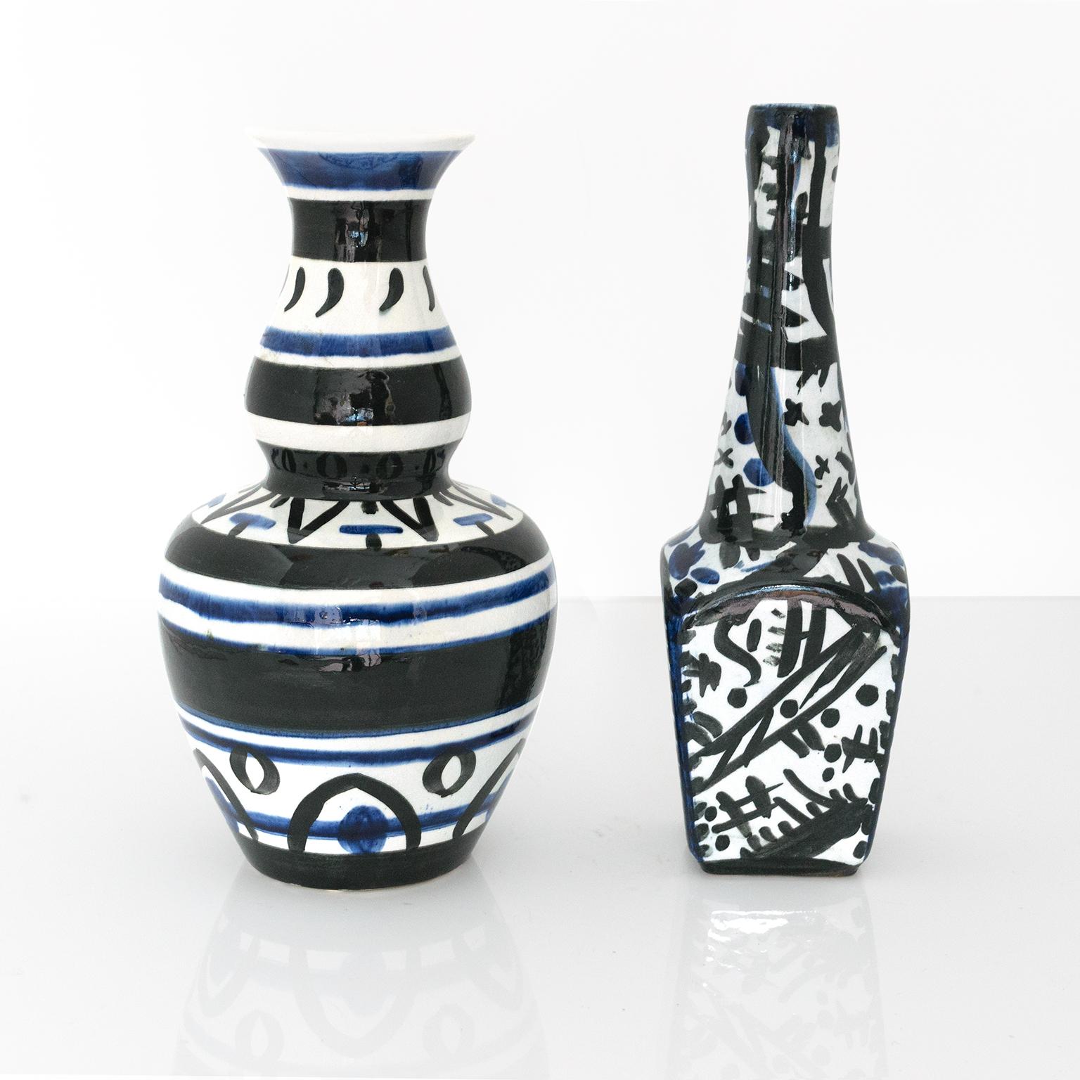 Art Deco Two Scandinavian Modern Hand Decorated Ceramic Vases Edward Hald, circa 1920’s For Sale