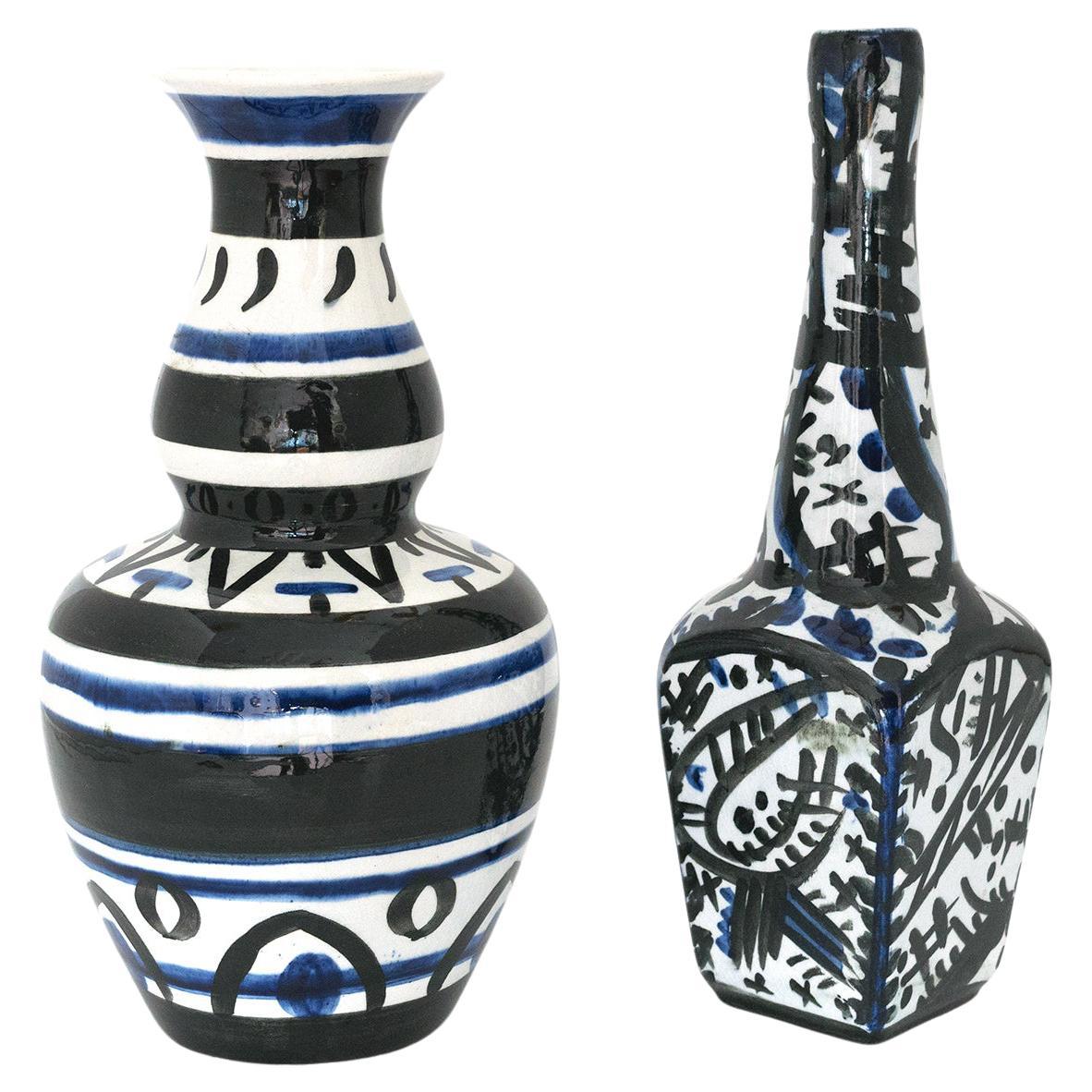 Two Scandinavian Modern Hand Decorated Ceramic Vases Edward Hald, circa 1920’s For Sale