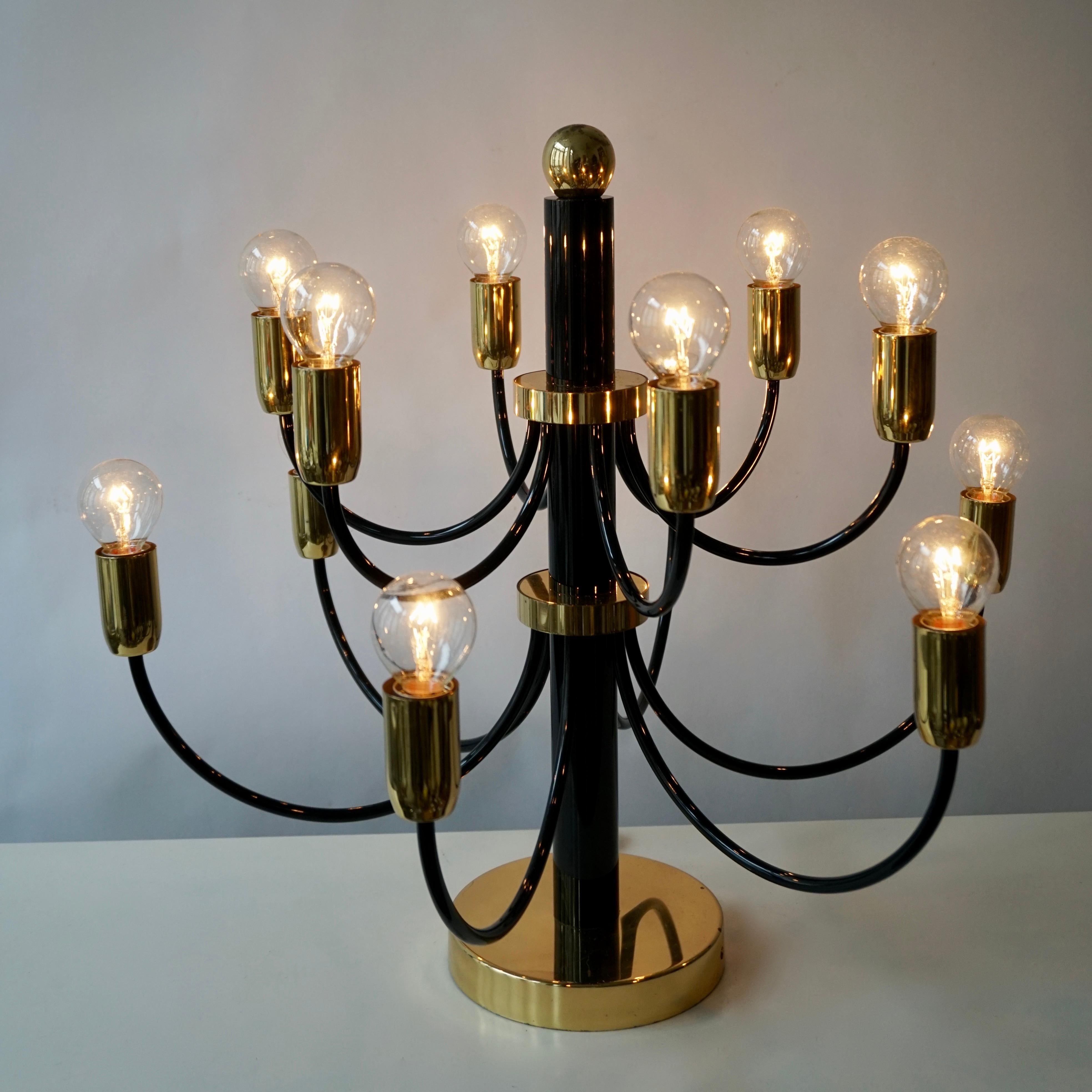 Italian Two Sciolari Brass Chandelier or Flushmount Light For Sale