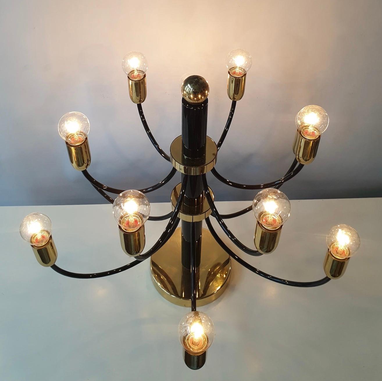 Two Sciolari Brass Chandelier or Flushmount Light For Sale 2