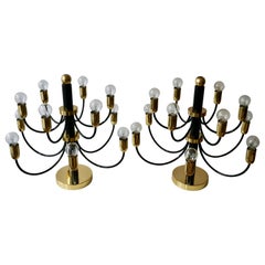 Two Sciolari Brass Chandelier or Flushmount Light