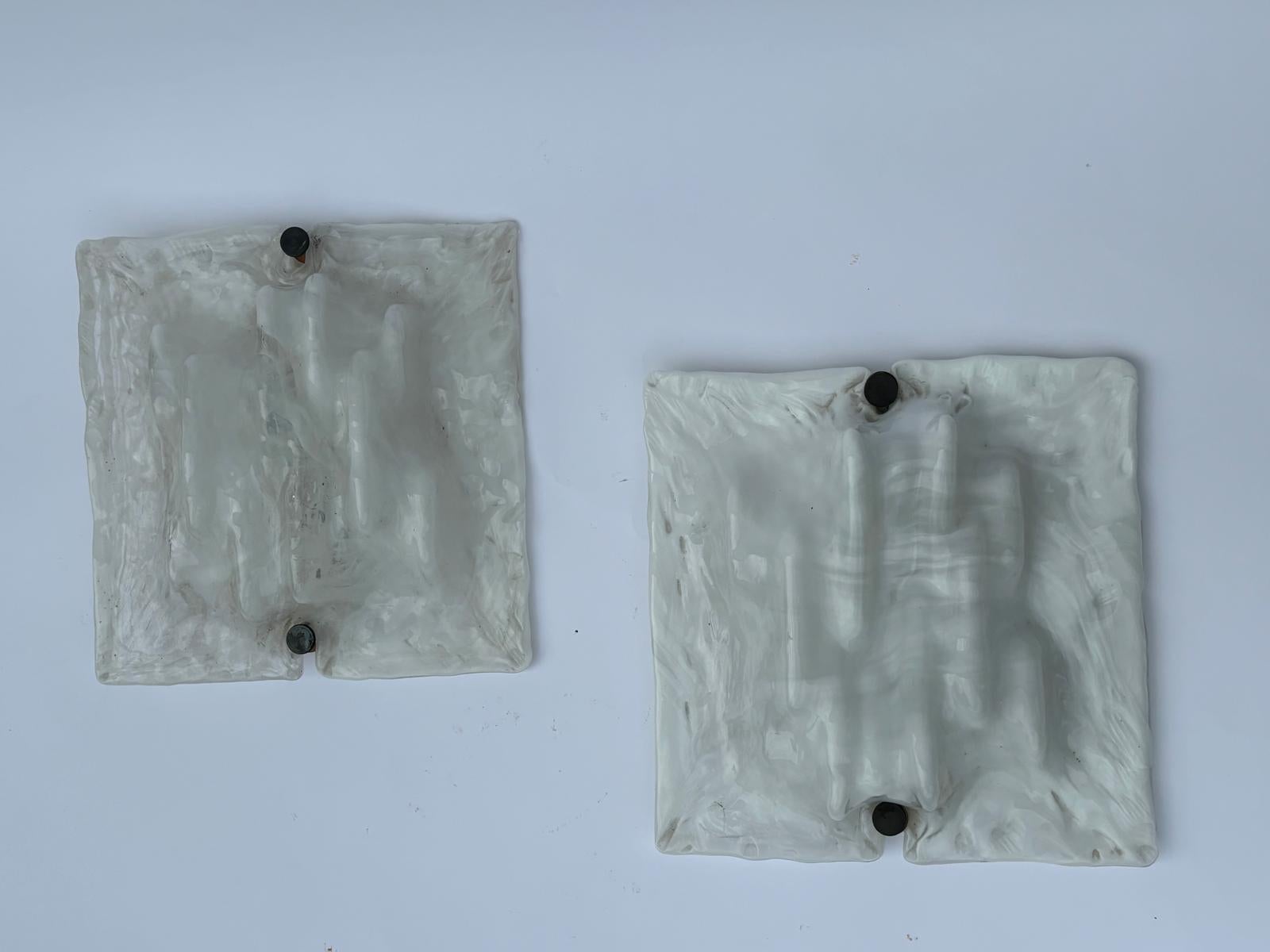 Italian Two Scorza Model Murano Glass Appliques by Toni Zuccheri for Venini, Italy
