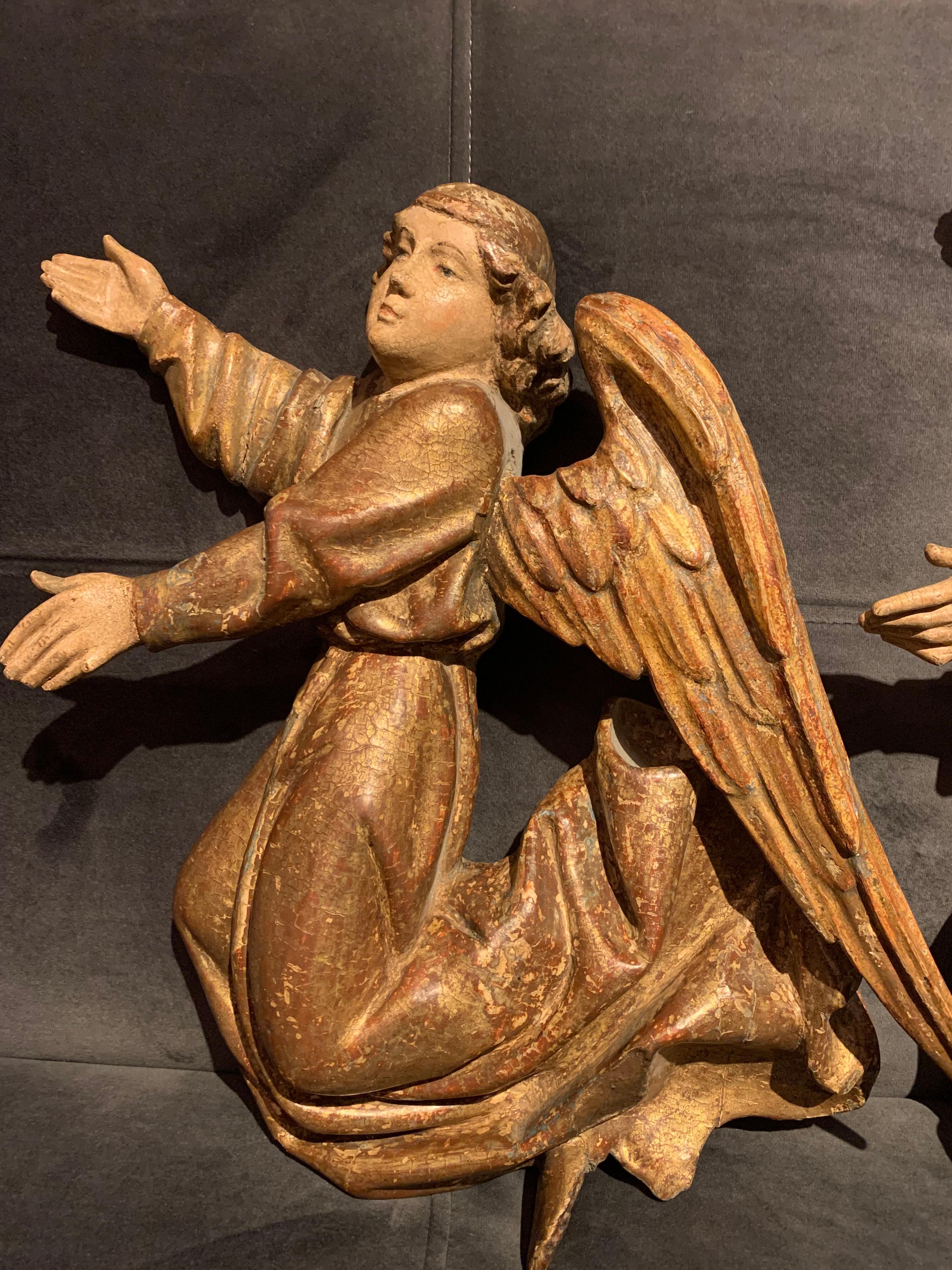 Renaissance Two  Sculpted Wooden Angels , Flanders, Early 16th century.