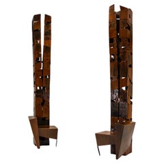 Two Sculptural Chairs in Rusted Metal by Laurent Mollon, France 2016