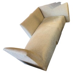 Two Sculptural Donghia Sofas by Joe D'urso with Ecru Chenille Upholstery