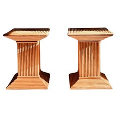 Set of three sculptural Italian Side Tables / Stools / Bedside Tables in Bamboo.