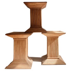 Set of three sculptural Italian Side Tables / Stools / Bedside Tables in Bamboo.