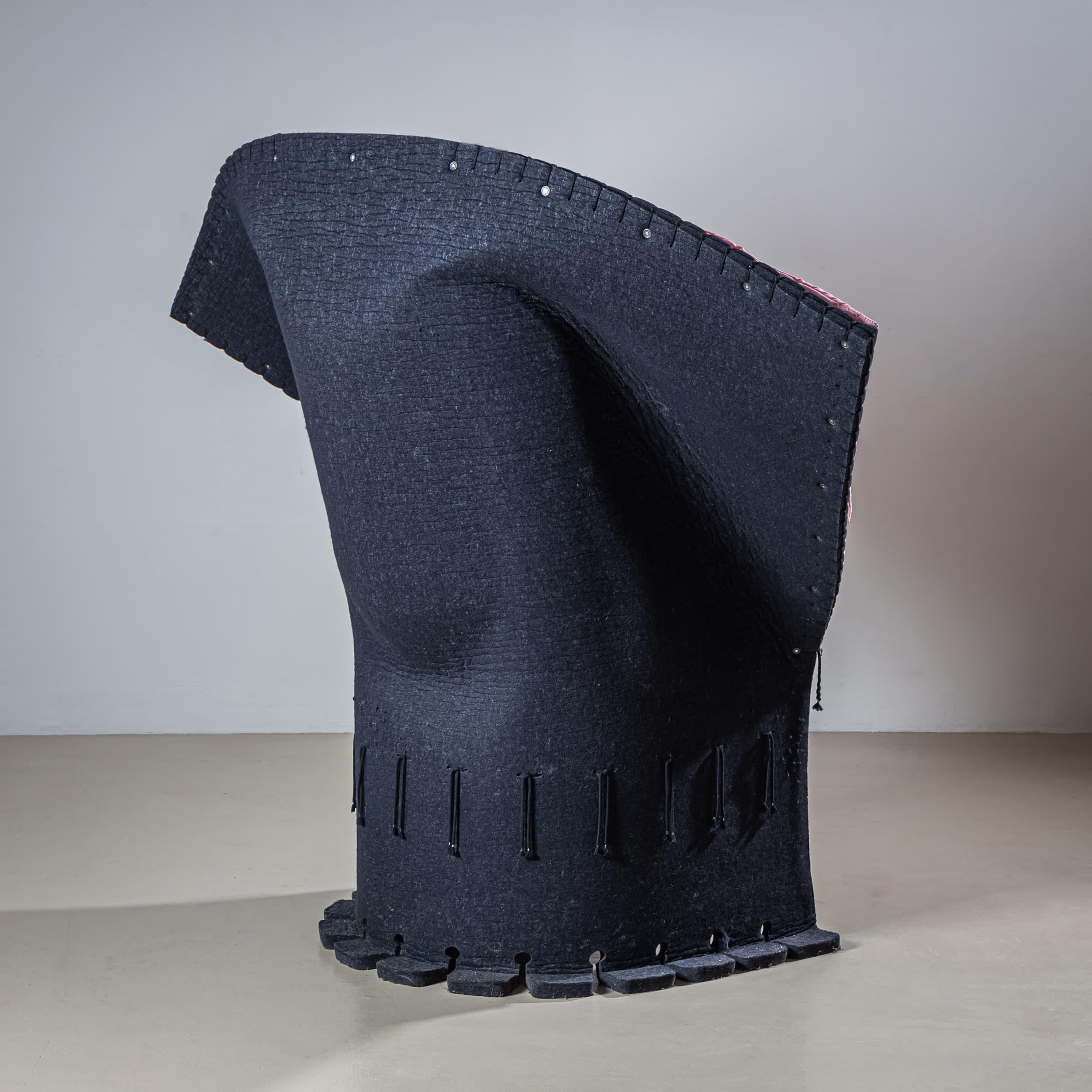 Fabric Two Sculptural Lounge Chairs, “I Feltri” by Gaetano Pesce For Sale