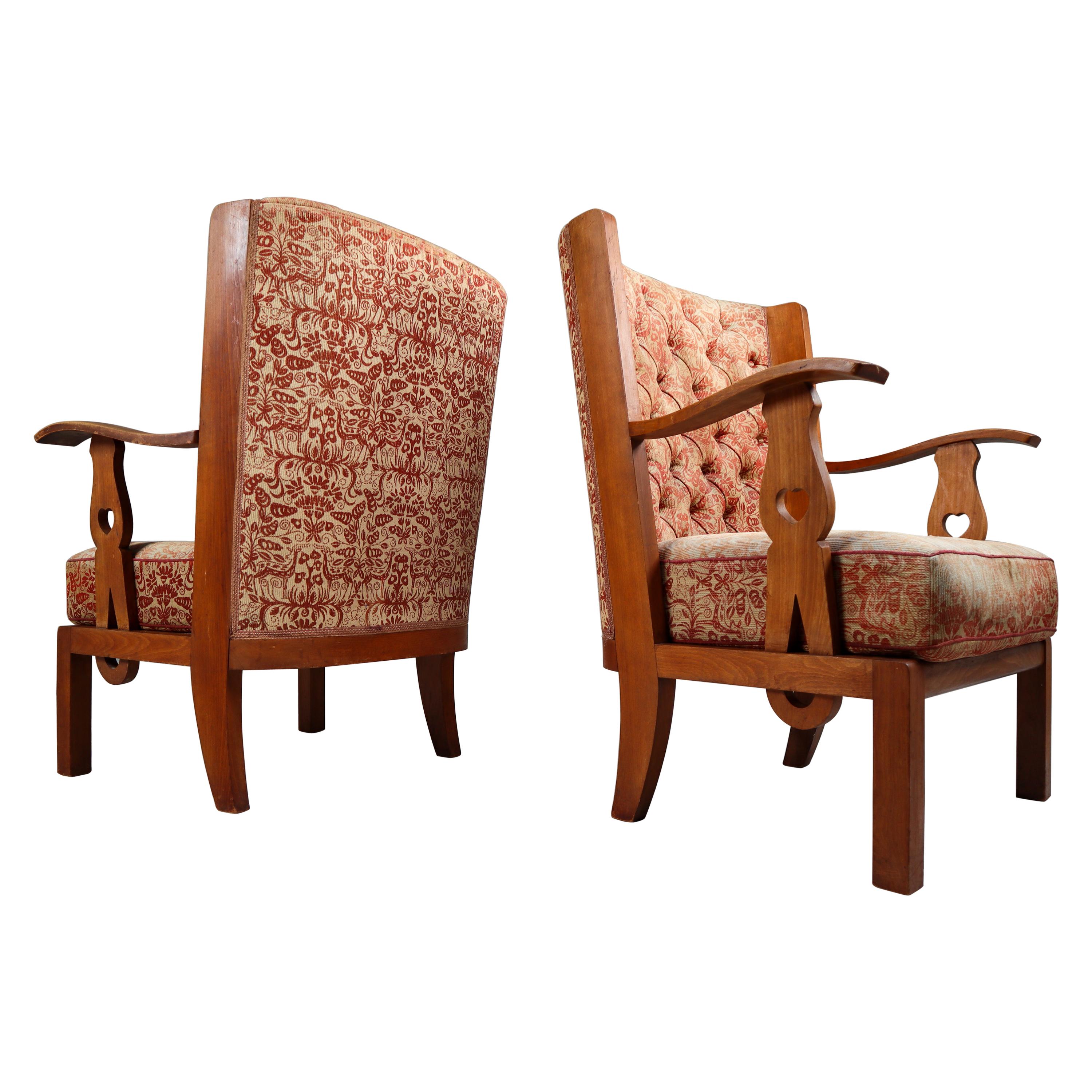 Two Sculptural "Orkney" Style Armchairs, France, 1940s