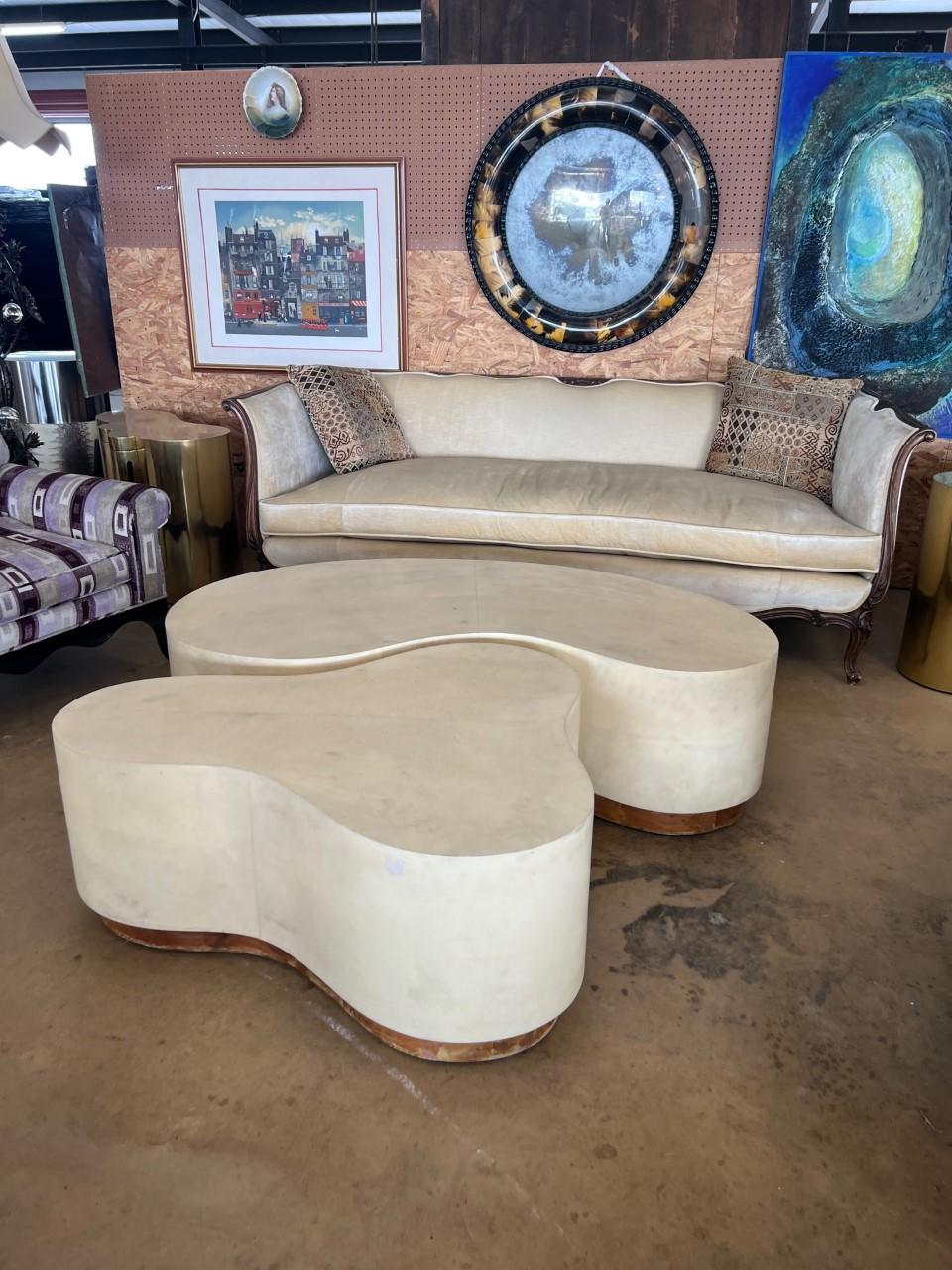 Two Sculptural Parchment Coffee Tables For Sale 1