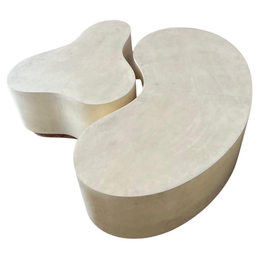Two Sculptural Parchment Coffee Tables For Sale