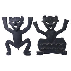 Two Sculptures Cast Iron Devils Olle Hermansson Husqvarna