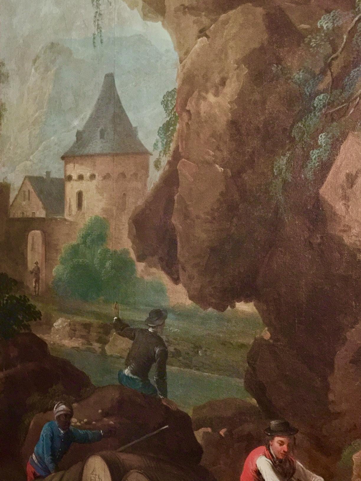 Toile Deux paysages marins avec des personnages, huile sur toile, à la manière de Claude-Joseph Vernet en vente