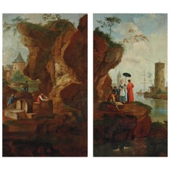 Two Seascapes with Figures, Oil on Canvas, Manner of Claude-Joseph Vernet