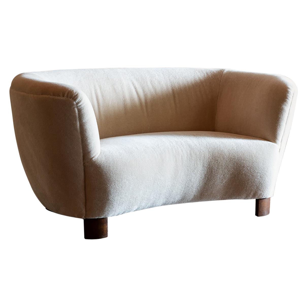 Two Seat Curved Cabinetmaker Sofa Denmark 1940s