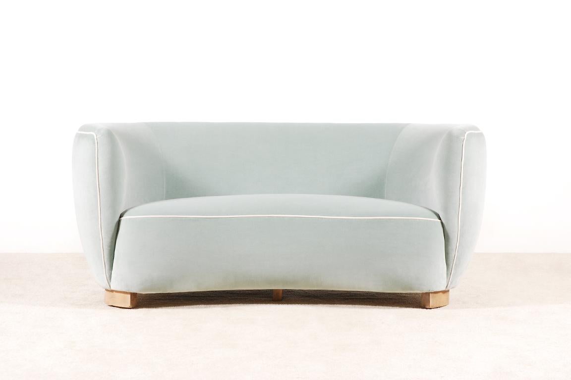 Scandinavian Modern Two-Seat Danish Curved Sofa, 1940s