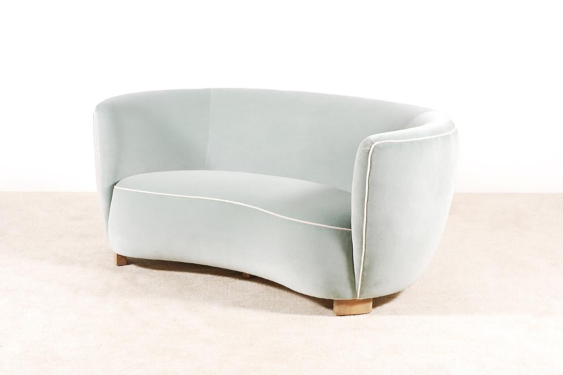 Two-Seat Danish Curved Sofa, 1940s at 1stDibs