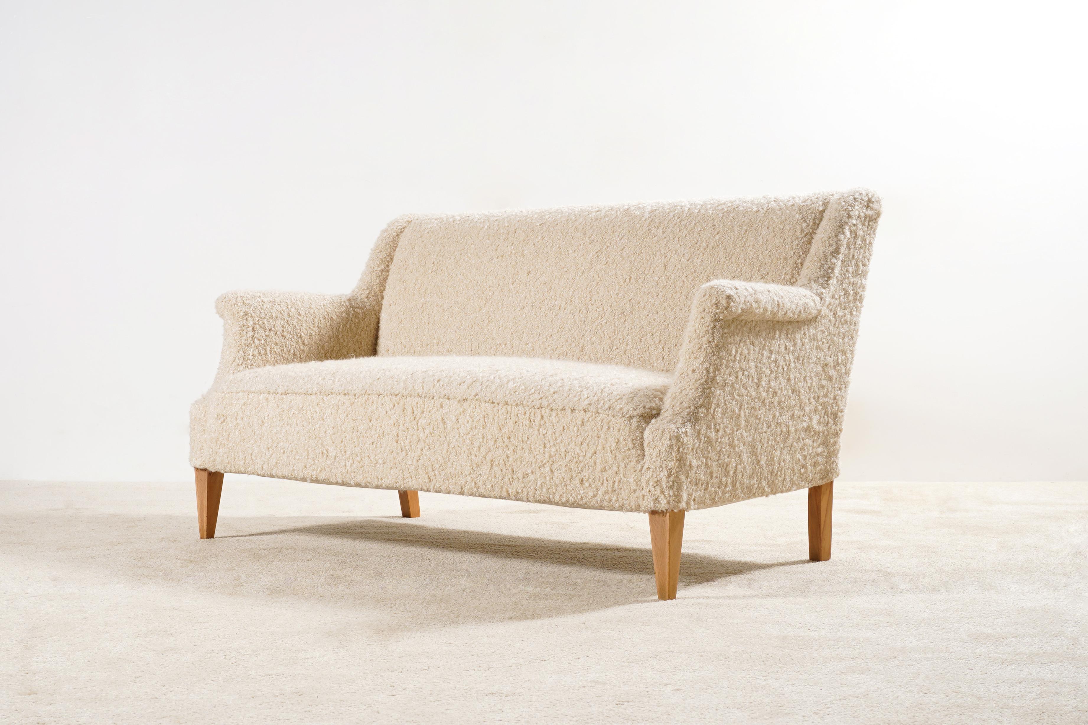Scandinavian Modern Two-Seat Danish Sofa, Original Piece from the 1940s Newly Upholstered