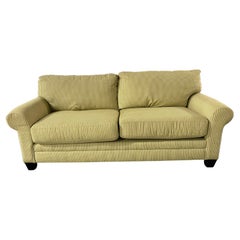Two-Seat Mustard and White Stripe Color Loveseat or Sofa, 21st Century