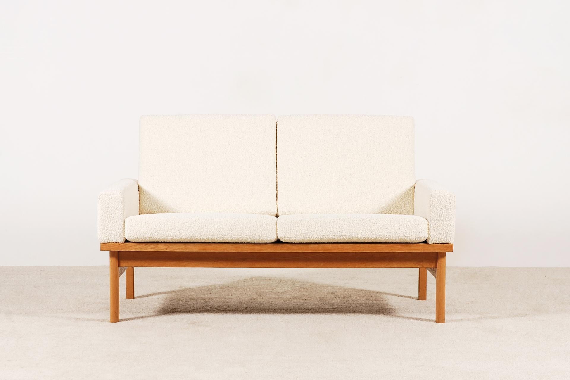 Scandinavian Modern Two-Seat Poul Volther Sofa with Bouclette Fabric, 1960s