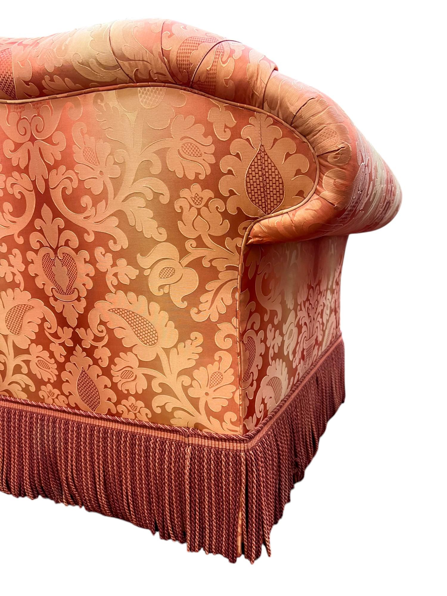 Two-Seat Satin Damask Sofa by Kravet Furniture For Sale 10