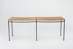 Two Seat Single Rail Handwoven Rush Bench