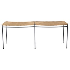 Two Seat Single Rail Handwoven Rush Bench