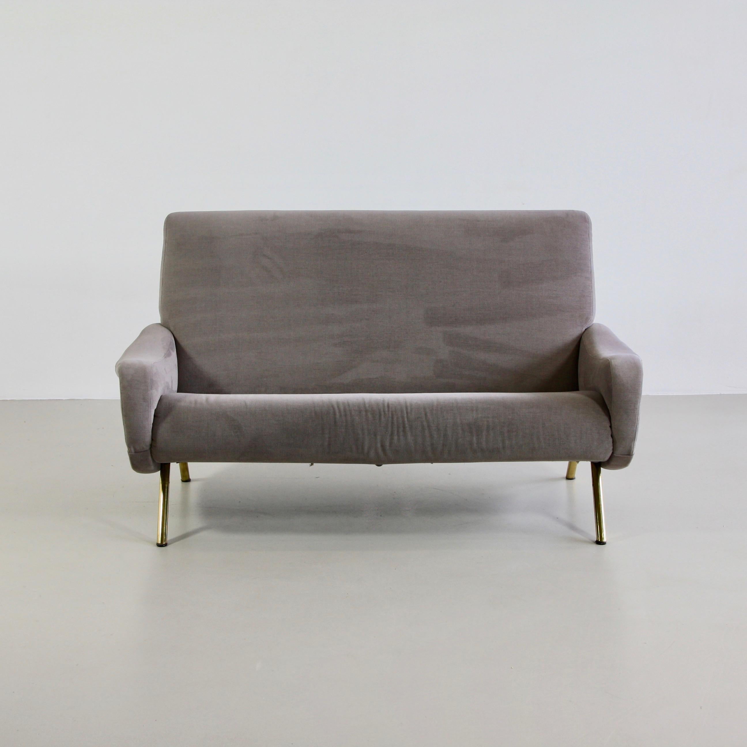 Two-seat sofa, designed by Marco Zanuso. Italy, Arflex 1951.

The lady two-seat sofa, metal frame with wooden construction. Recently upholstered in grey velvet material. Brass legs. Rare and comfortable!

Reference for the chair: Reference: