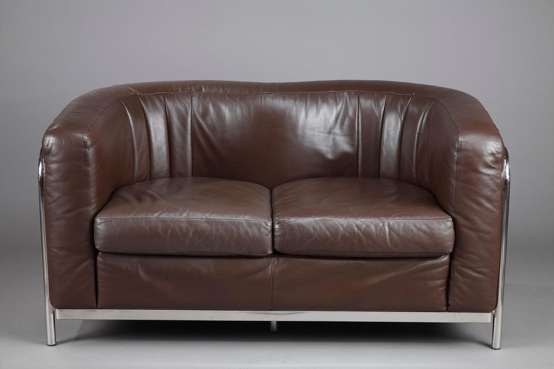 Two-seat leather sofa model 