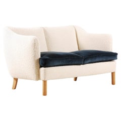 Retro Two-Seat Sofa, Denmark, 1950, New Upholstery Bouclé Fabric