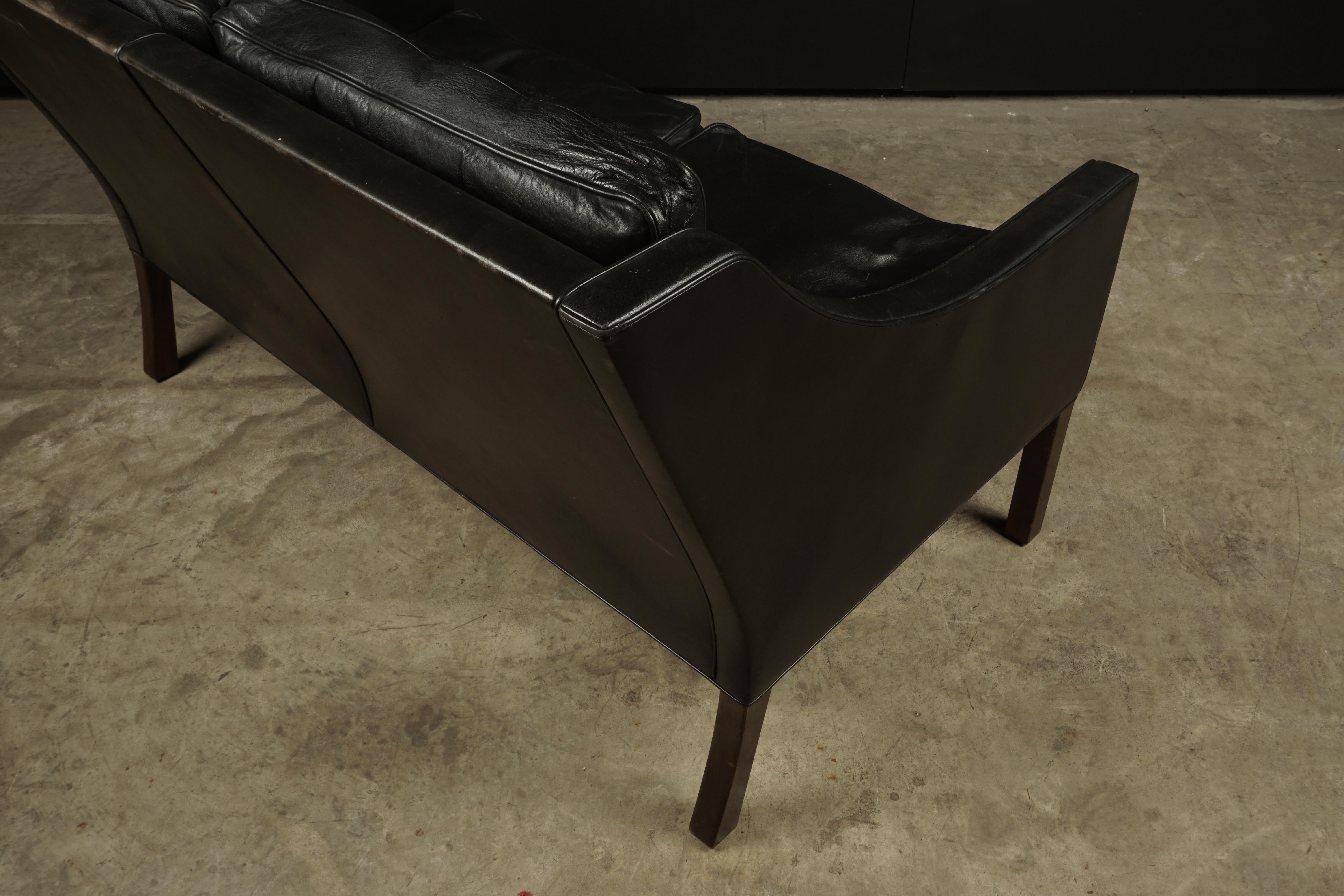 Leather Two-Seat Sofa Designed by Borge Mogensen, Model 2209